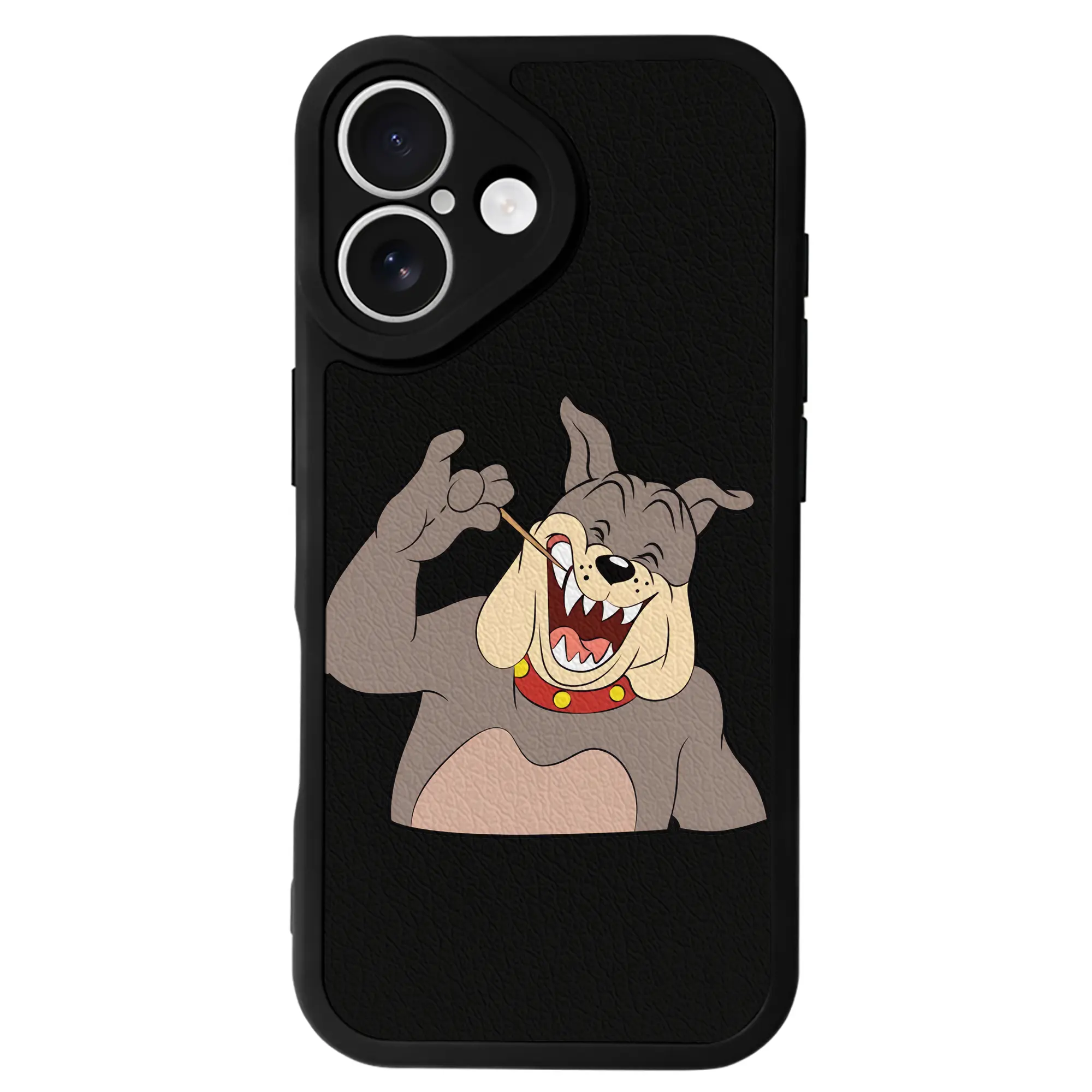 トムとジェリー グッズ スパイク - IPhone 16シリーズ対応 ・ シリコンスマホケース ・ レザー調 ・ 高精度フィット ・ 耐衝撃 ・ ワイヤレス充電対応 ・ 精密カット